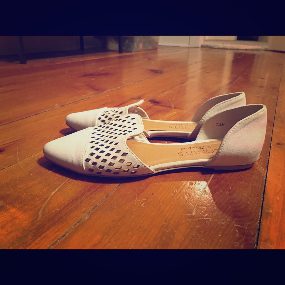 White Leather Flats